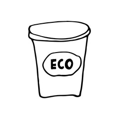 Hand drawn ecology doodle with garbagge can, vector illustration about environment problems. Sketch elements set for graphic and web design.