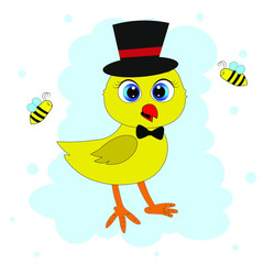 cute chicken easter illustration vector 