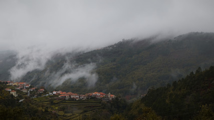 view to sistelo houses in a cloudy day portugal