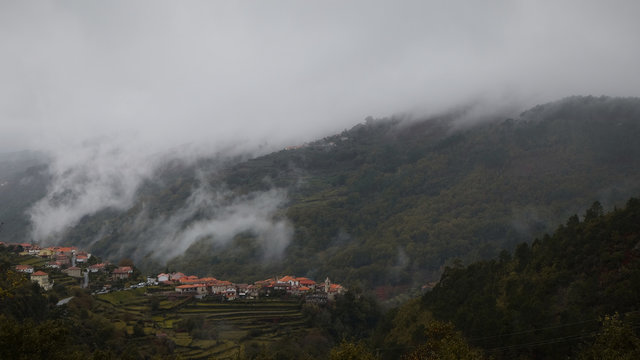 view to sistelo houses in a cloudy day portugal