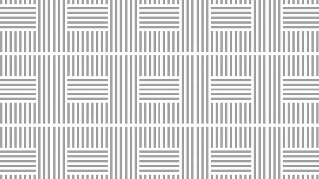 Graphic pattern in black and white composed of vertical and horizontal lines with stroboscopic and hypnotic effect, which rotates clockwise and increases in size