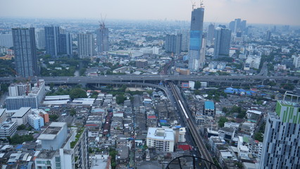 Skyscrapers and buildings in Asian capital city of Bangkok.