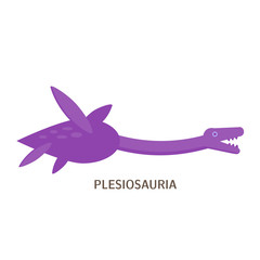 Simple flat style icon of Plesiosauria with text. Pictogram of dinosaur for print on t-shirt or design card. Loch nessie.
