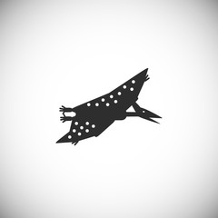 Simple flat style icon of Pteranodon. Silhouette pictogram black and white of pterosaur for different design. © Trika