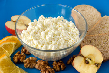 Healthy breakfast. Curd with fruits