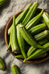 Raw Green Organic Okra Pods