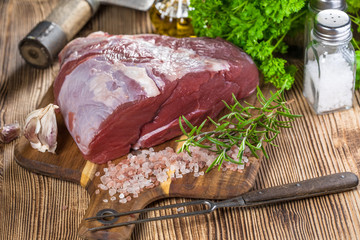 A piece of raw beef.