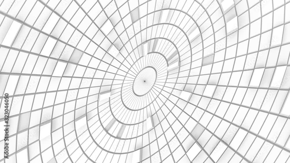 Poster loopable modern minimal style design white grid square tile art pattern in circular footage wall bac