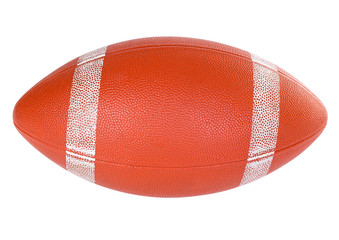 American football ball on white background close-up