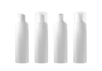 Realistic blank bottle with dispenser isolated on white background