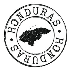 Honduras Map Silhouette Postal Passport Stamp Round Vector Icon. - obrazy, fototapety, plakaty