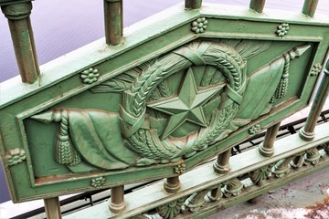 St. Petersburg, Russia, February 2020. A fragment of the decoration of the Palace Bridge.