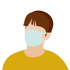 Man in medical protective mask. Healthy lifestyle, medicine, protection, epidemic, concept of healthcare