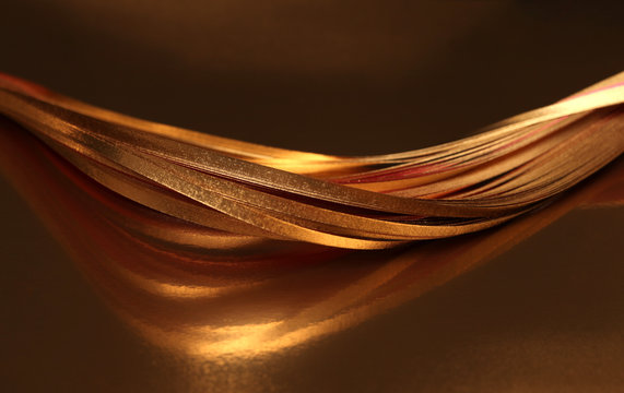 Abstract Strip Line Background. Gold (bronze) Wave On Black.