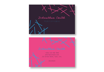 Bright Pink and Dark Purple Business Card Layout Set