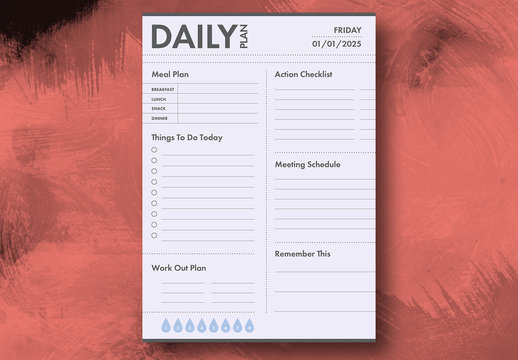Grayscale Daily Planner Layout