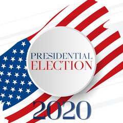 2020 United States of America Presidential Election banner. Election banner Vote 2020 with Patriotic Stars. Poster, card, social media banner, background design. 