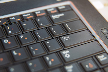 Black and white focus on windows keyboard . Notebook keyboard . Close-up Laptop Keyboard focus Some keyboard characters .