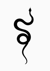 Obraz premium Black silhouette snake. Isolated symbol or icon snake on white background. Abstract sign snake. Vector illustration