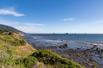 Rock formations at the Oregon coast, on a sunny summers day