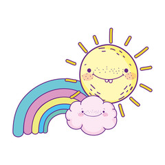 rainbow sun clouds kawaii cartoon character decoration