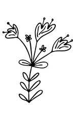 Abstract doodle single floral element for decoration patterns, wrapping paper, wallpaper, cards, invitations, packing boxes, bouquets. Isolated on white background. Vector stock illustration.