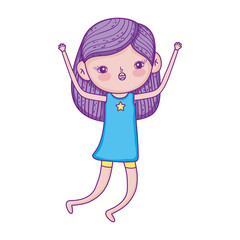 Obraz premium happy little girl with blue dress cartoon character