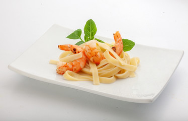 Roasted shrimps  with pasta
