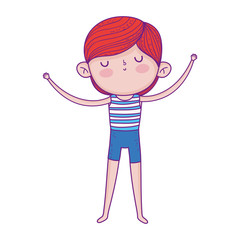 happy little boy with striped shirt cartoon character