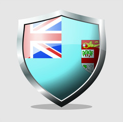 Obraz premium fiji flag shield icon with white background