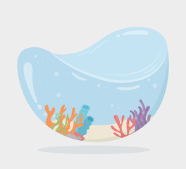 reef coral water shaped tank for fishes under sea cartoon