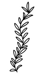 Abstract doodle single floral element for decoration patterns, wrapping paper, wallpaper, cards, invitations, packing boxes, bouquets. Isolated on white background. Vector stock illustration.