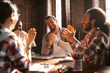 Applause Of Multi-Ethnic American Start Up Team