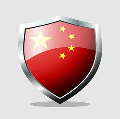 China state flag shield icon with white background