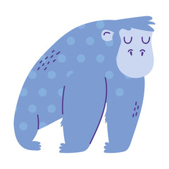 blue gorilla animal cartoon doodle color