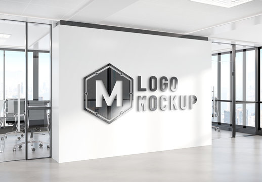 Logo Mockup on Office Wall