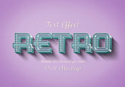 Retro 3D Text Effect Mockup with Pink and Blue Stripes