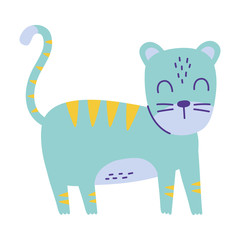 cute tiger animal cartoon doodle color