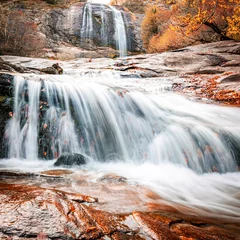 Rideaux Cascades square format vintage autumn background of Suuctu falls in Turkey. Bursa.  © Evaldas