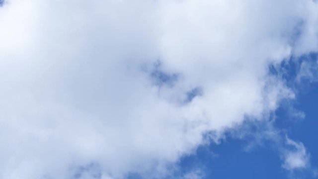 View on the sky. Cumulonimbus clouds in a blue sky. Strong wind. Time lapse.