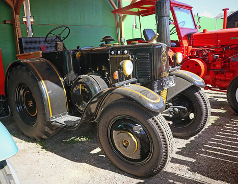 MUNICH, GERMANY Lanz Bulldog vintage tractor on display at Oide Wiesn historical part of the Oktoberfest in Munich. It happens every fourth year