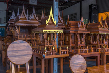 spirit houses in Thailand in a special shop