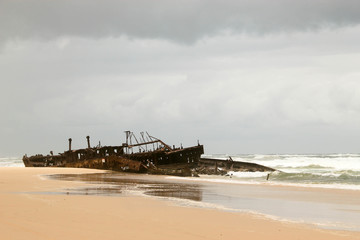 SS Maheno Shipwreck on a stormy day on Fraser Island, Australia