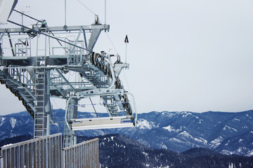 Ski lift cabin in Bakuriani resort