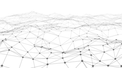 Abstract futuristic white background. Big data visualization. Digital dynamic wave. 3D rendering.