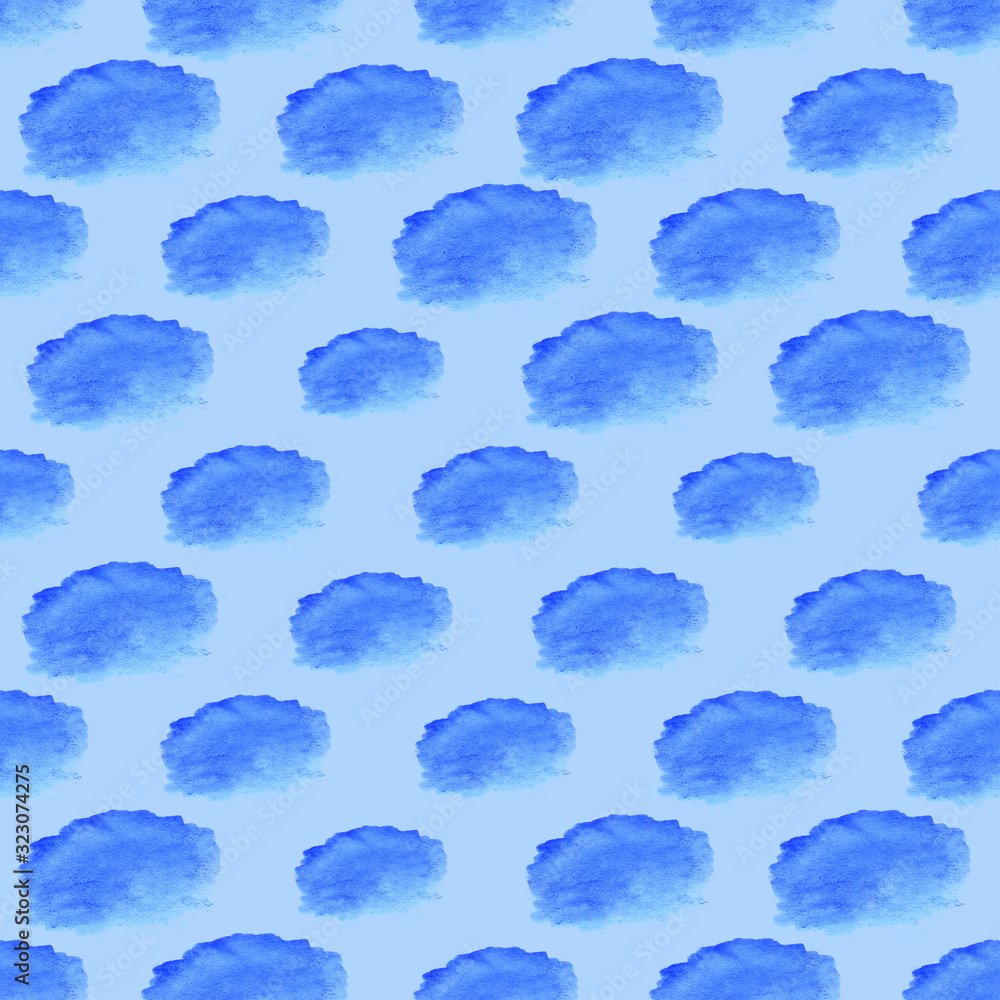 Poster watercolor abstract backdrop. modern watercolor seamless pattern with blue clouds on colorful backgr