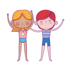happy childrens day, smiling little boy and girl cartoon