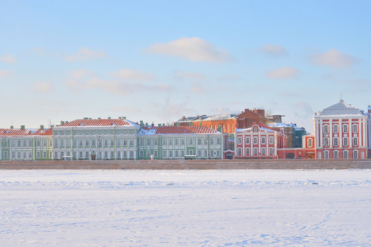 View of University Embankment in Saint Petersburg.