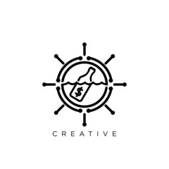 message bottle logo design vector icon