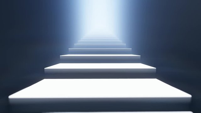 Futuristic Clean Staircase To The Sky Door	